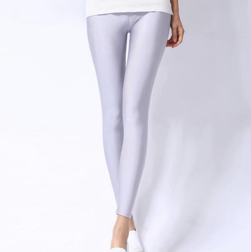 New Spring Solid Candy Neon Leggings for Women High Stretched Female Legging Pants Girl Clothing Leggins Plug Size